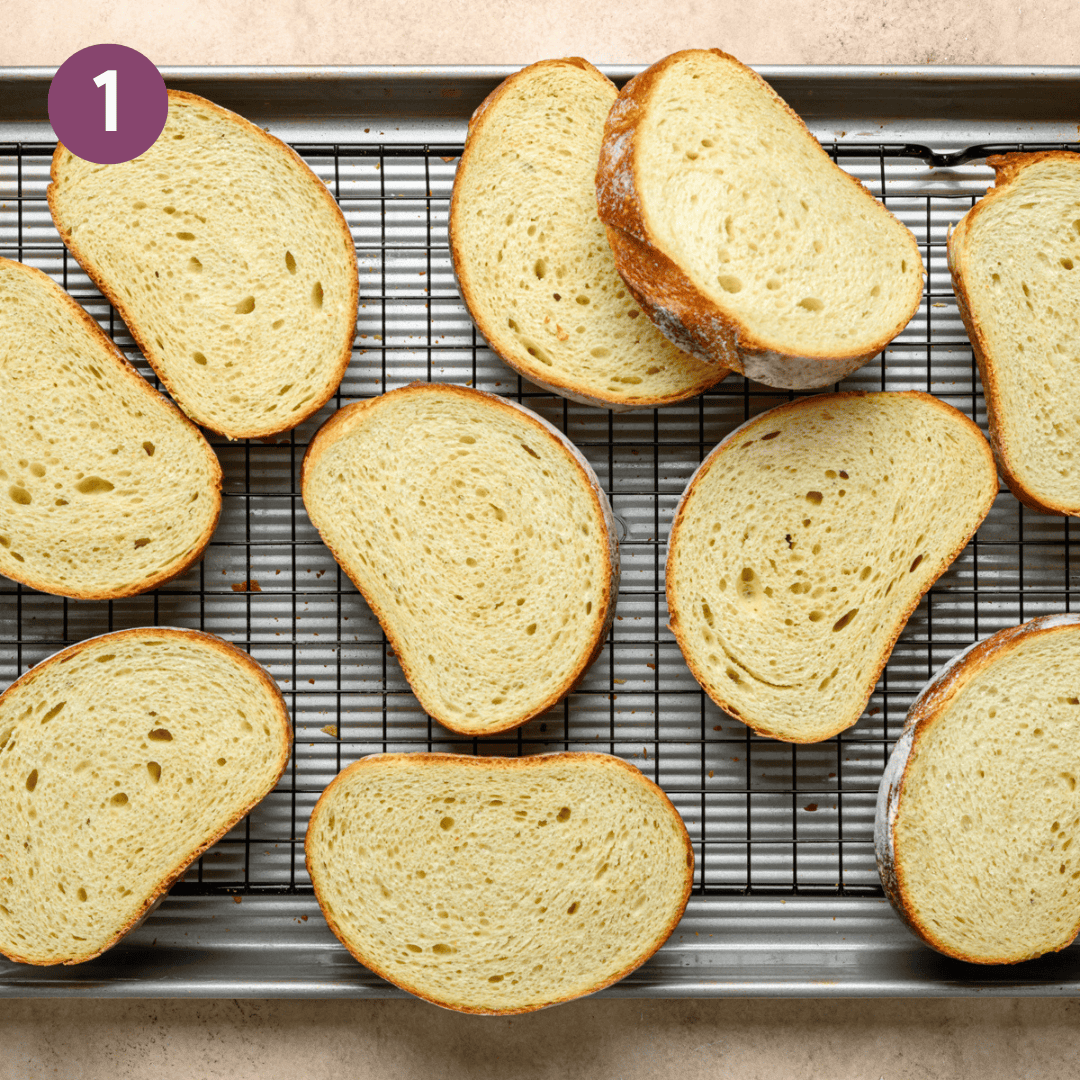 pieces of bread on a cooling rack.