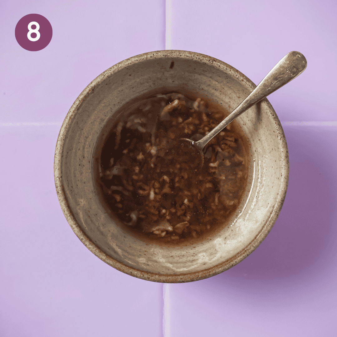 fully mixed soy sauce garlic mixture in the bowl.