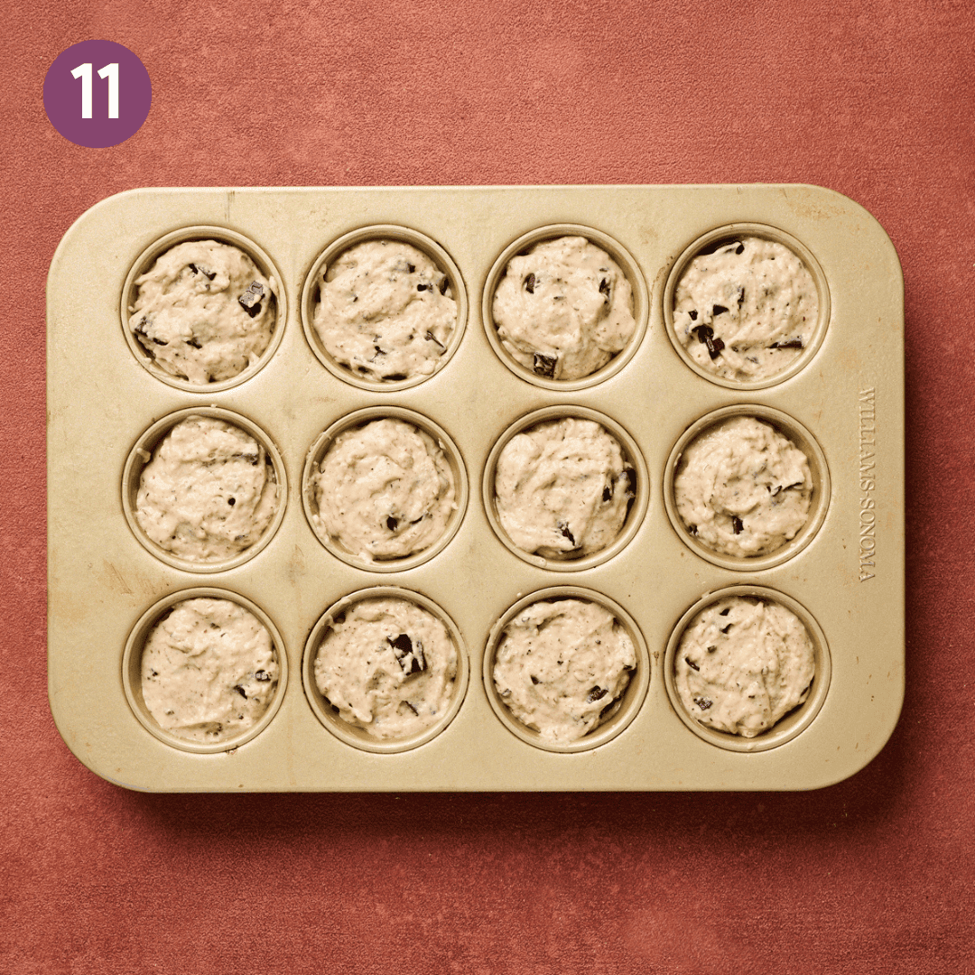 batter in muffin tin.